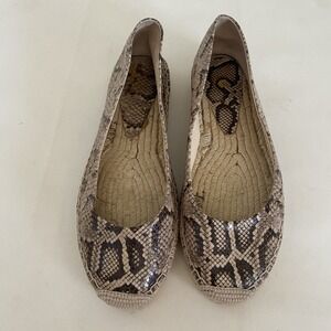 Vince Camuto Signature Sz 11 Espadrilles Ballerina Flat Snakeskin Animal Leather